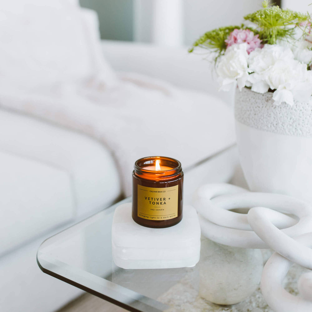 
                  
                    Vetiver + Tonka - Mini Amber Jar Soy Candle (8893109010683)
                  
                