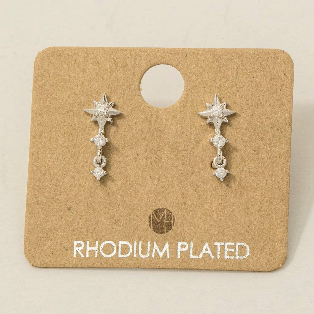 Mini Star Layered Drop Earrings: S (9090435907835)