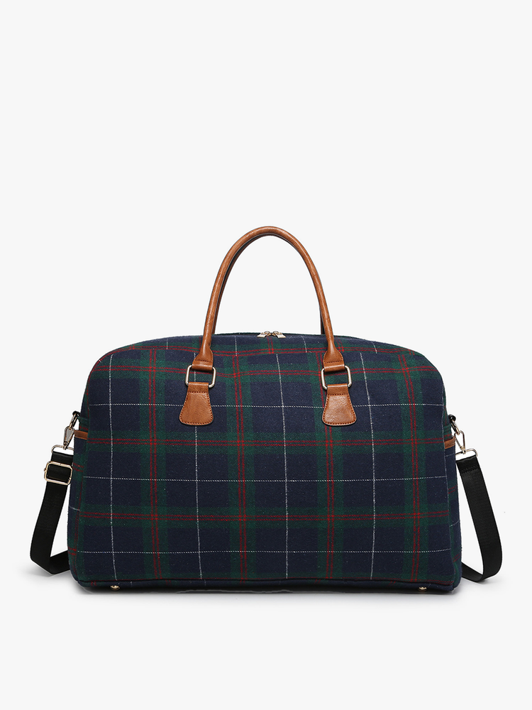 *SALE* M1909 Florence Duffle Bag/Weekender: Plaid-Navy/Green (8894443749627)