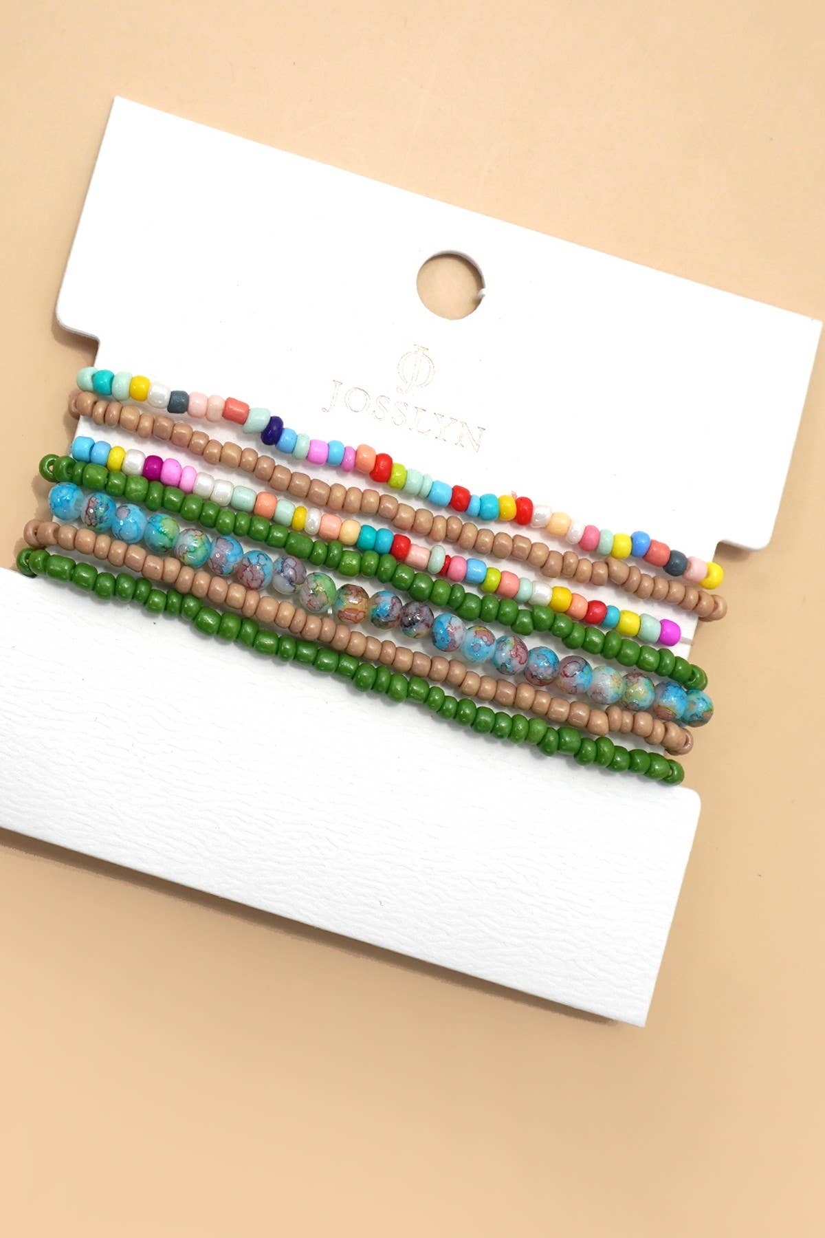 CONFETTI BEADED STRANDS STRETCH BRACELETS | 40B5130: Olive (9062068486395)