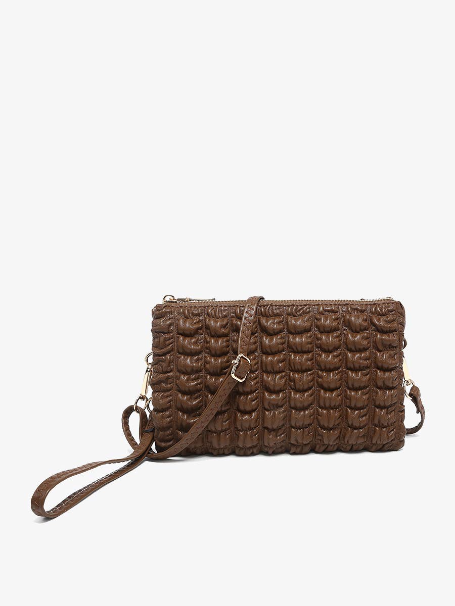 M013BPFR Riley Bubble Puffer 3 Compartment Crossbody/Wristlet: Chocolate (9089762033915)