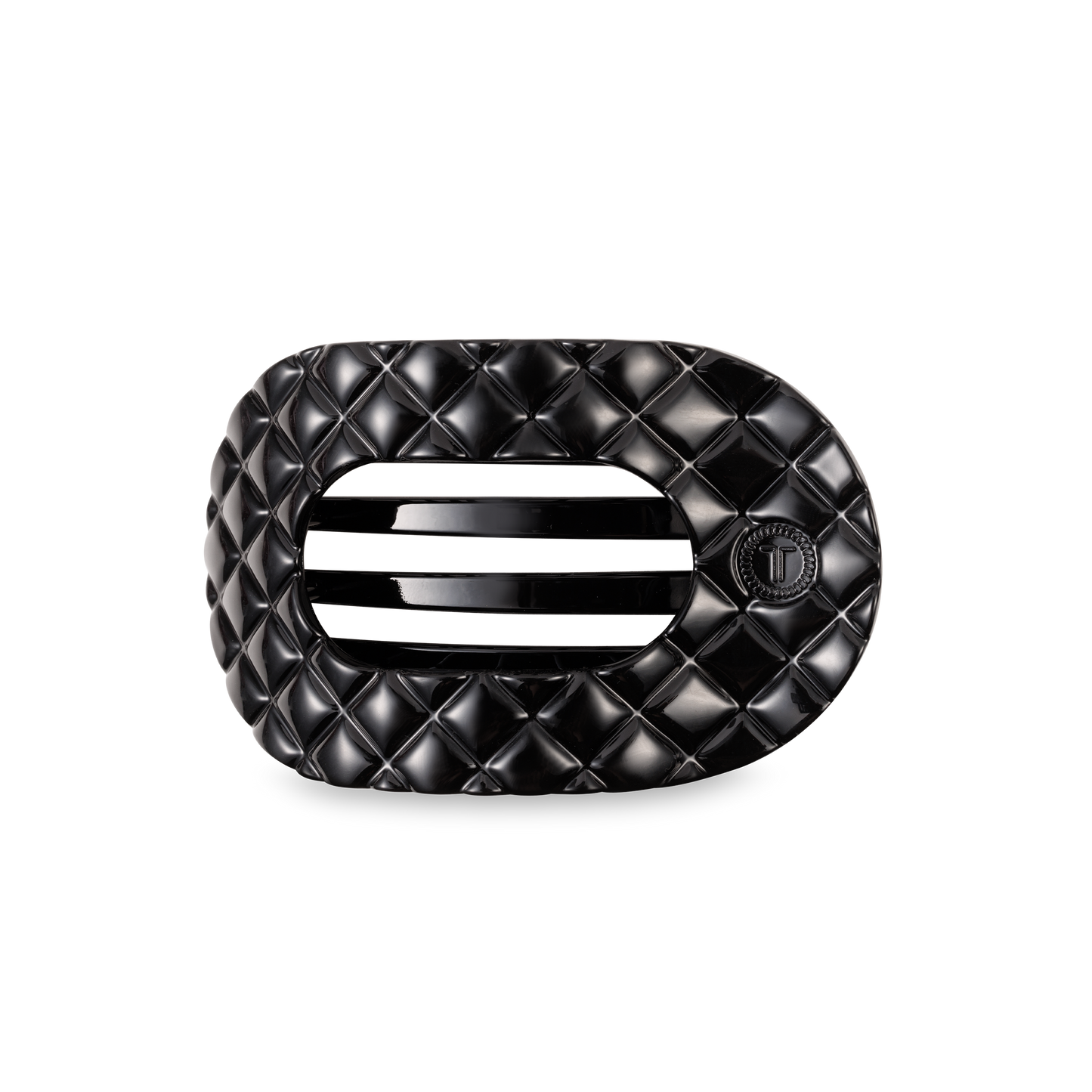 Flat Round Hair Clip | Medium | Jet Black Quilted (9100171116795)