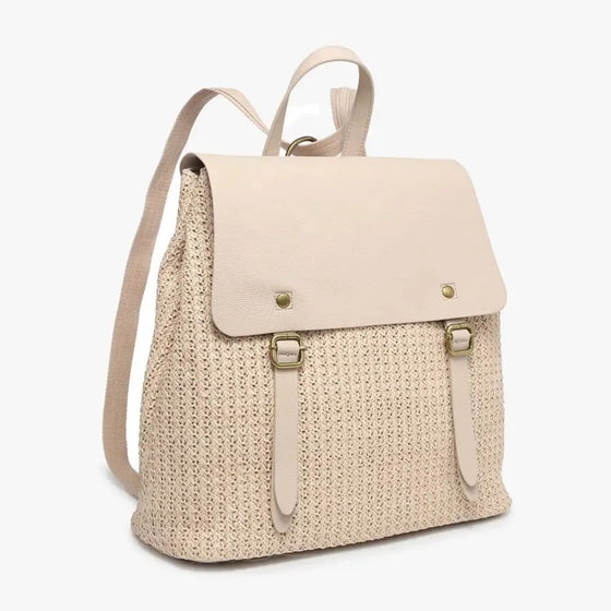 Faye Woven Backpack in Natural (8119966138619)