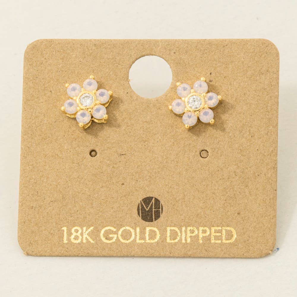 Gold Dipped Dainty Flower Stud Earrings: GPK (9090435154171)