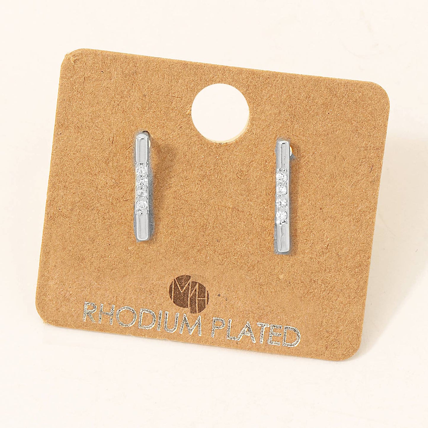 Gold Dipped Studded Bar Stud Earrings: S (9090435514619)