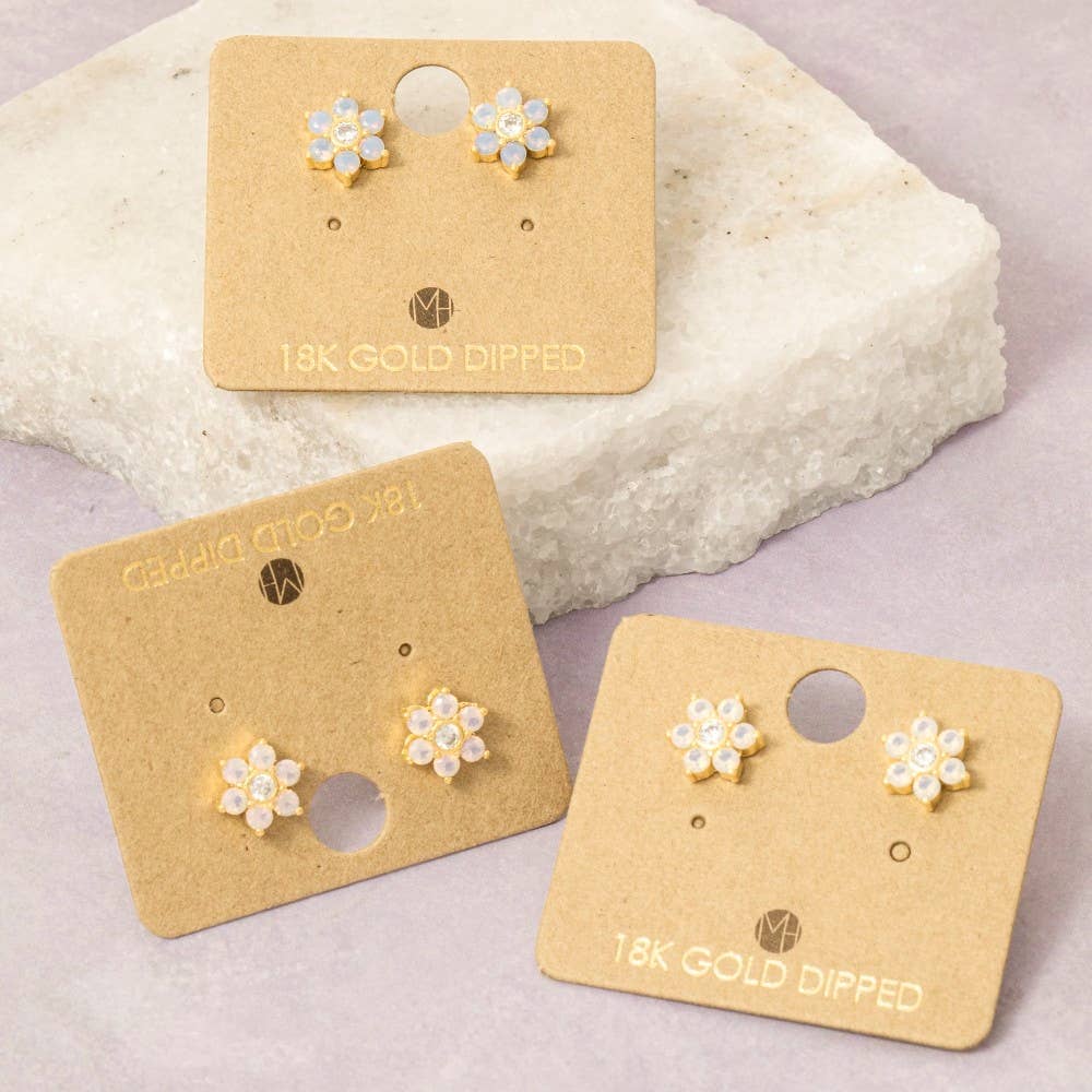 Gold Dipped Dainty Flower Stud Earrings: GPK (9090435154171)