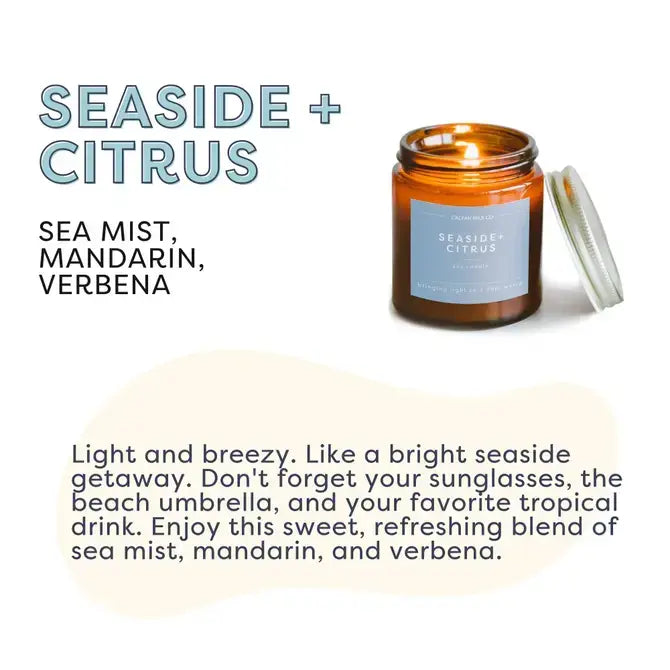 
                  
                    Seaside + Citrus - Mini Amber Jar Soy Candle (8893108879611)
                  
                