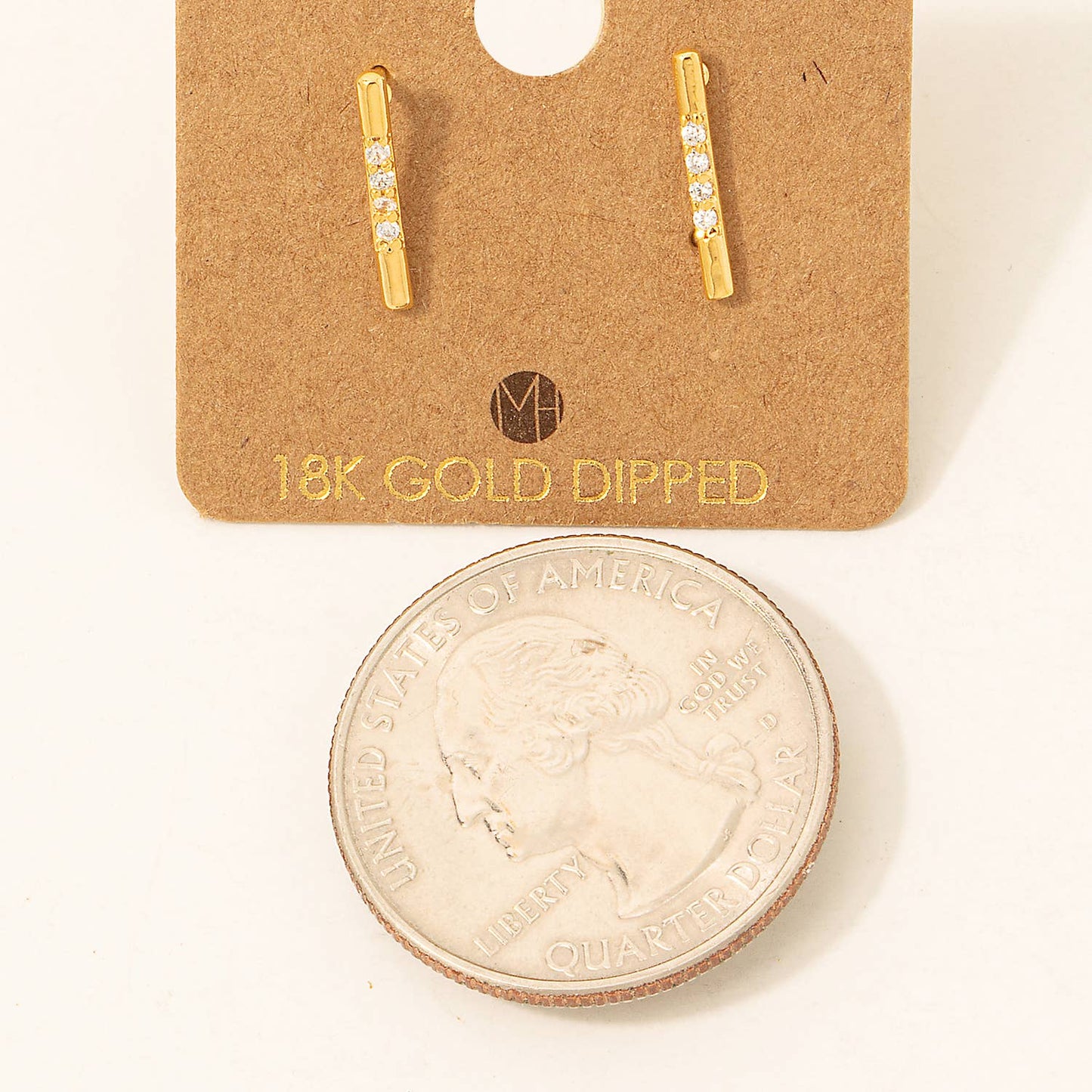 Gold Dipped Studded Bar Stud Earrings: G (9090435612923)