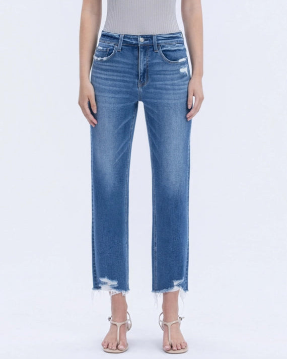 Romantic High Rise Crop Straight Jeans (9130324132091)