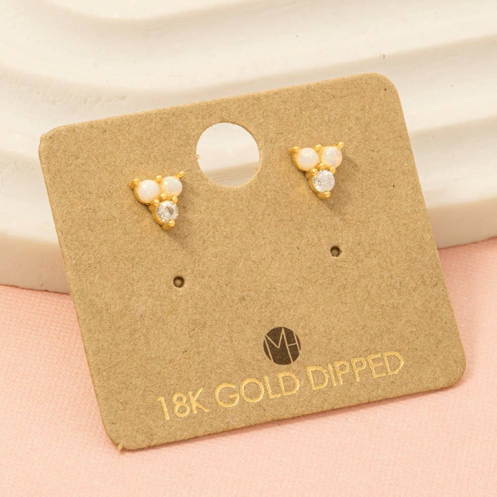 Mini Triple Opal Stud Earrings: G (9090434629883)