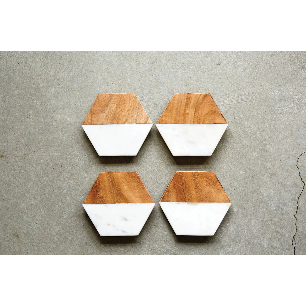 Wood Hexagon Coasters- Set of 4 (8291795304699)