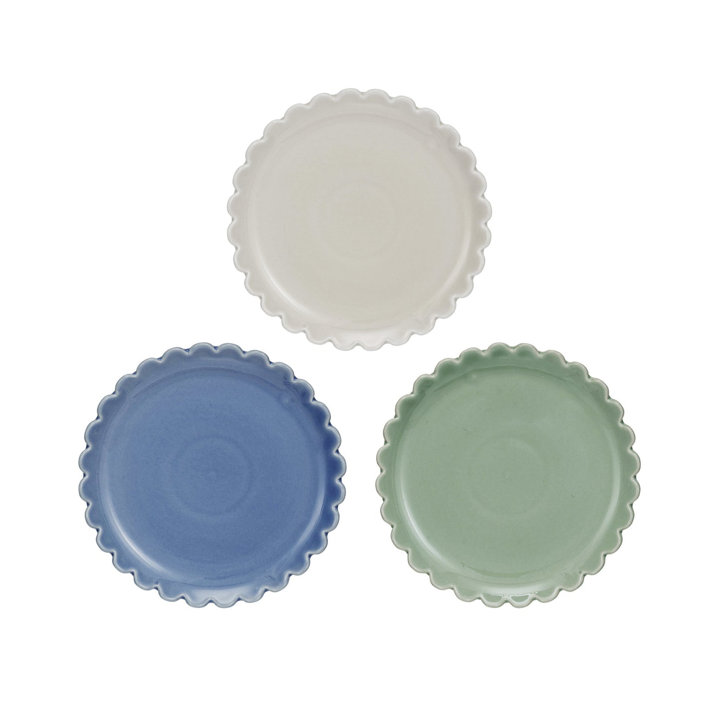 Stoneware Plate w/ Scalloped Edge, 3 Colors (8966034096379)