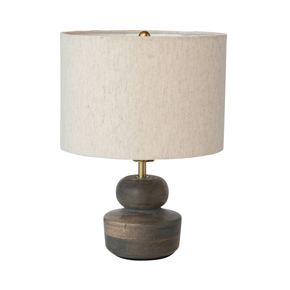 
                  
                    Mango Wood Table Lamp with Cotton Shade, Brass Finish & Grey Washed (8966035210491)
                  
                