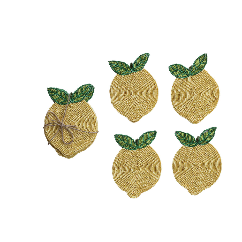 
                  
                    Handmade Beaded Lemon Coasters, Set of 4 Tied with Jute (8966035472635)
                  
                