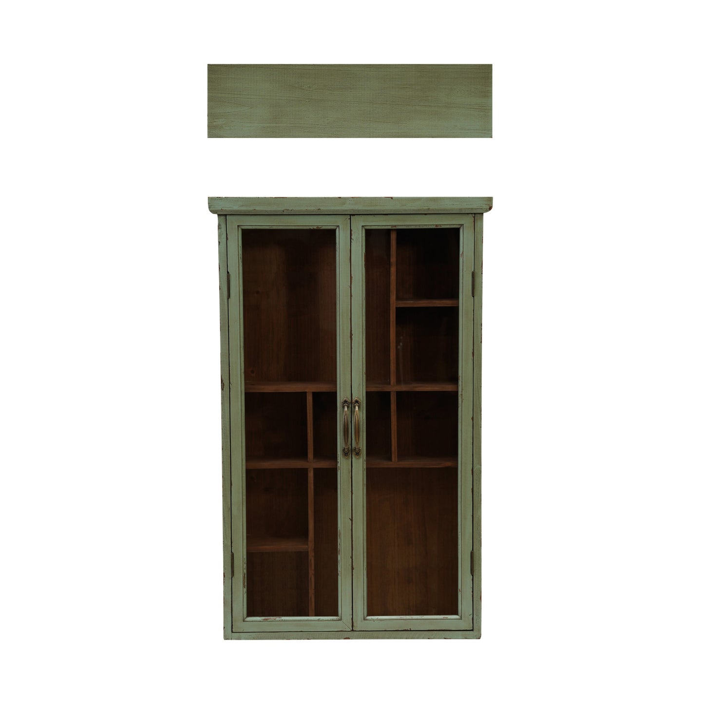 Wood & Glass Cabinet with Brass Finish Pulls (Hangs or Sits) (8966036160763)