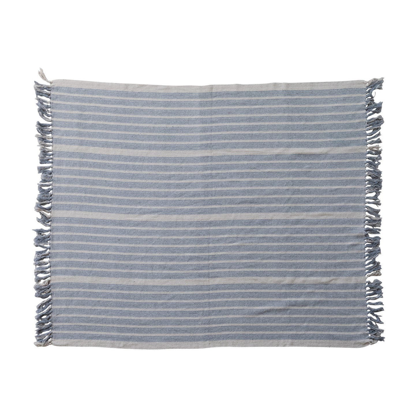 Woven Recycled Cotton Blend Throw with Stripes & Fringe (8966036717819)