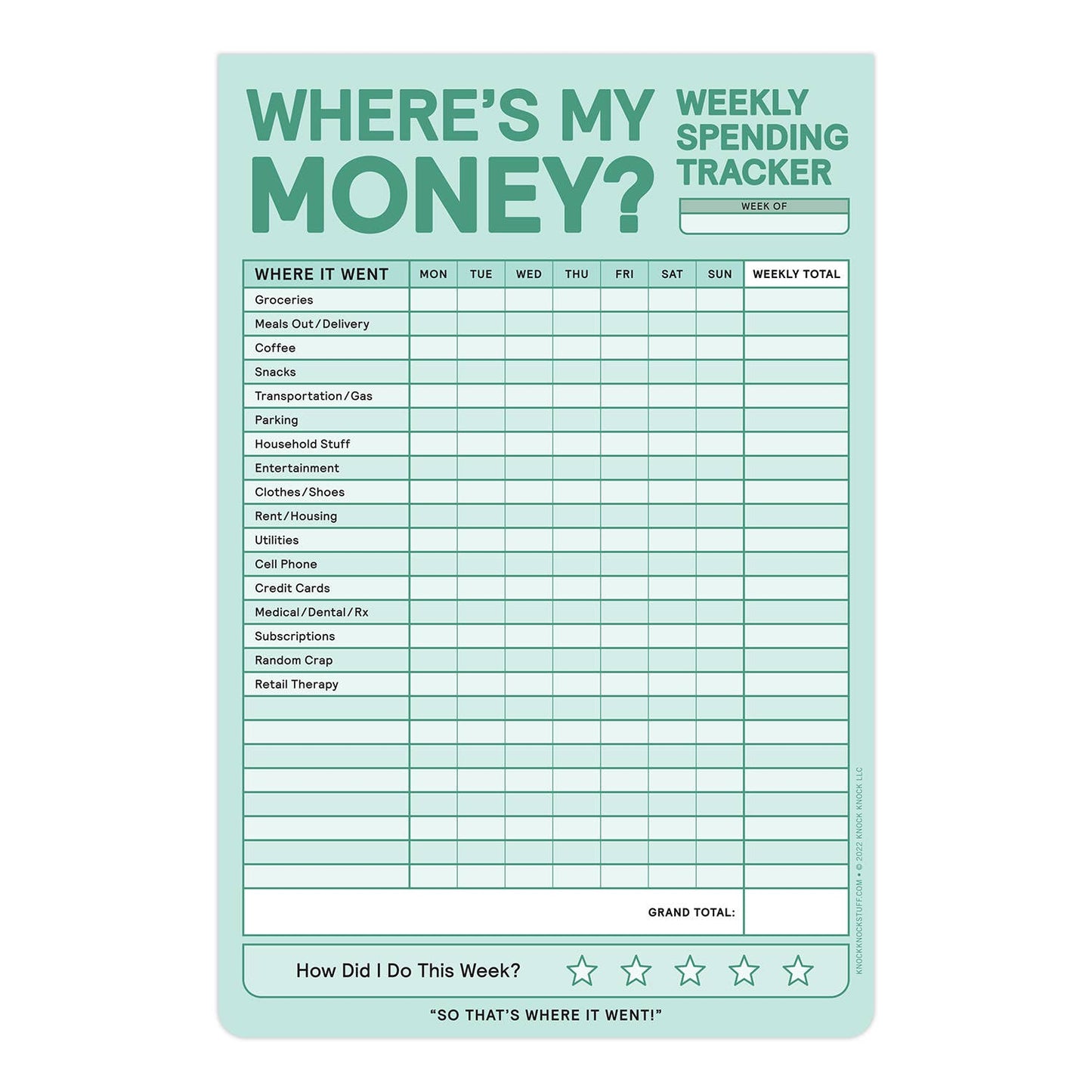 Weekly Money Tracker Pad (8894438310139)