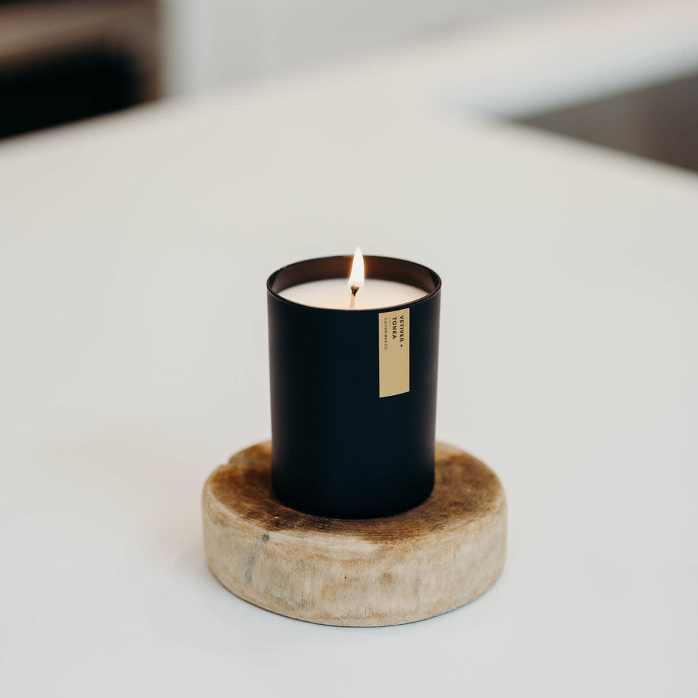 Vetiver + Tonka - Matte Black Tumbler Soy Candle (8893107241211)