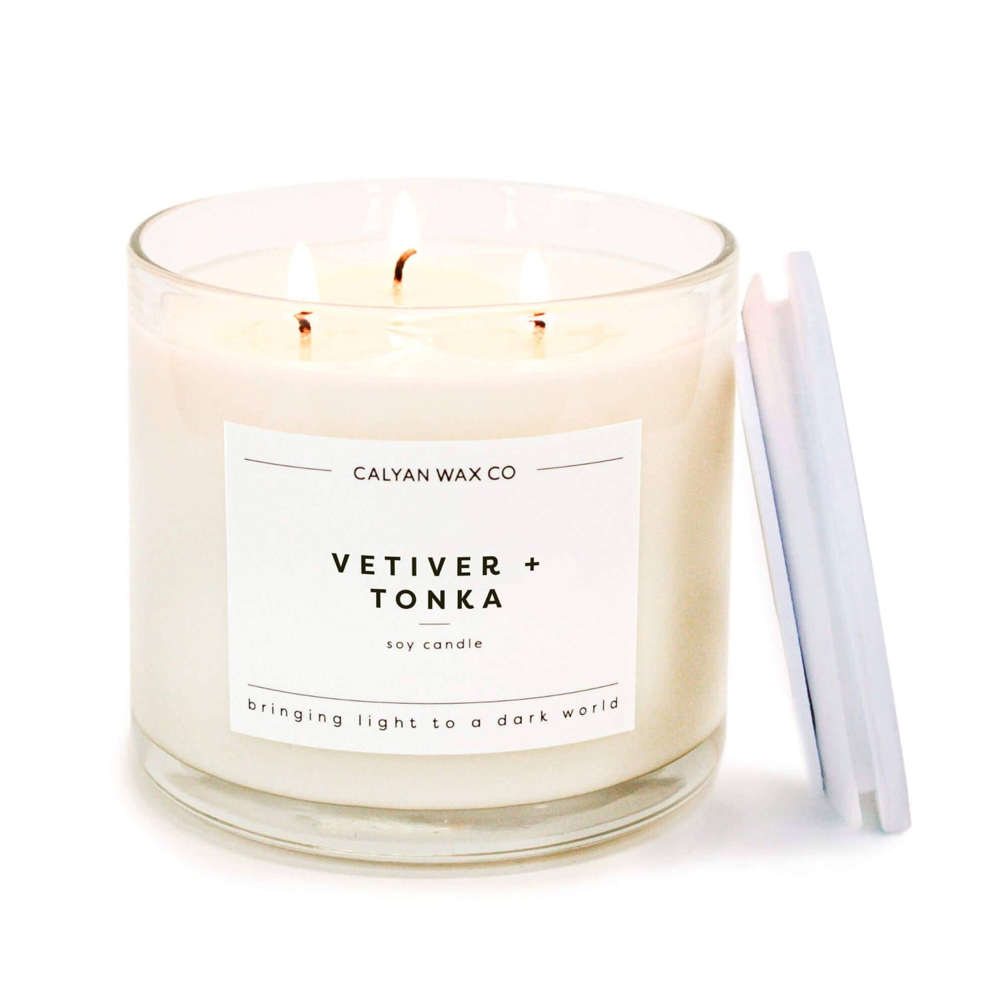 Vetiver + Tonka - 3 Wick Clear Glass Tumbler Soy Candle (8921850937595)