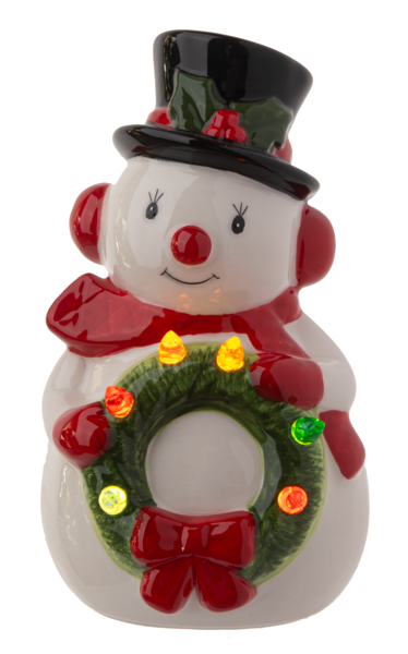 LED Retro Snowman w/ Wreath Figurine (8775193264379)