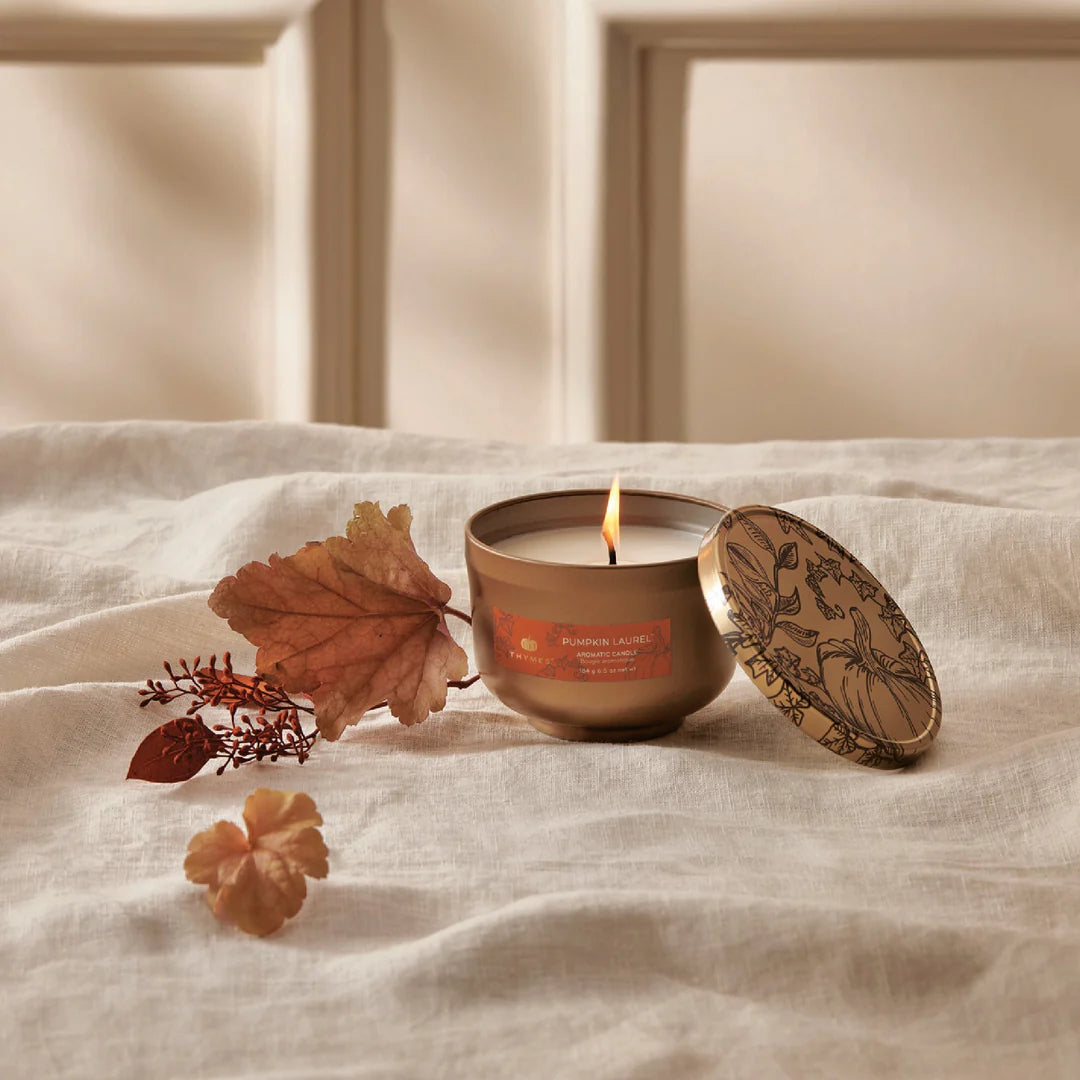 Pumpkin Laurel Candle Tin w/ Gold Lid (9089649803515)