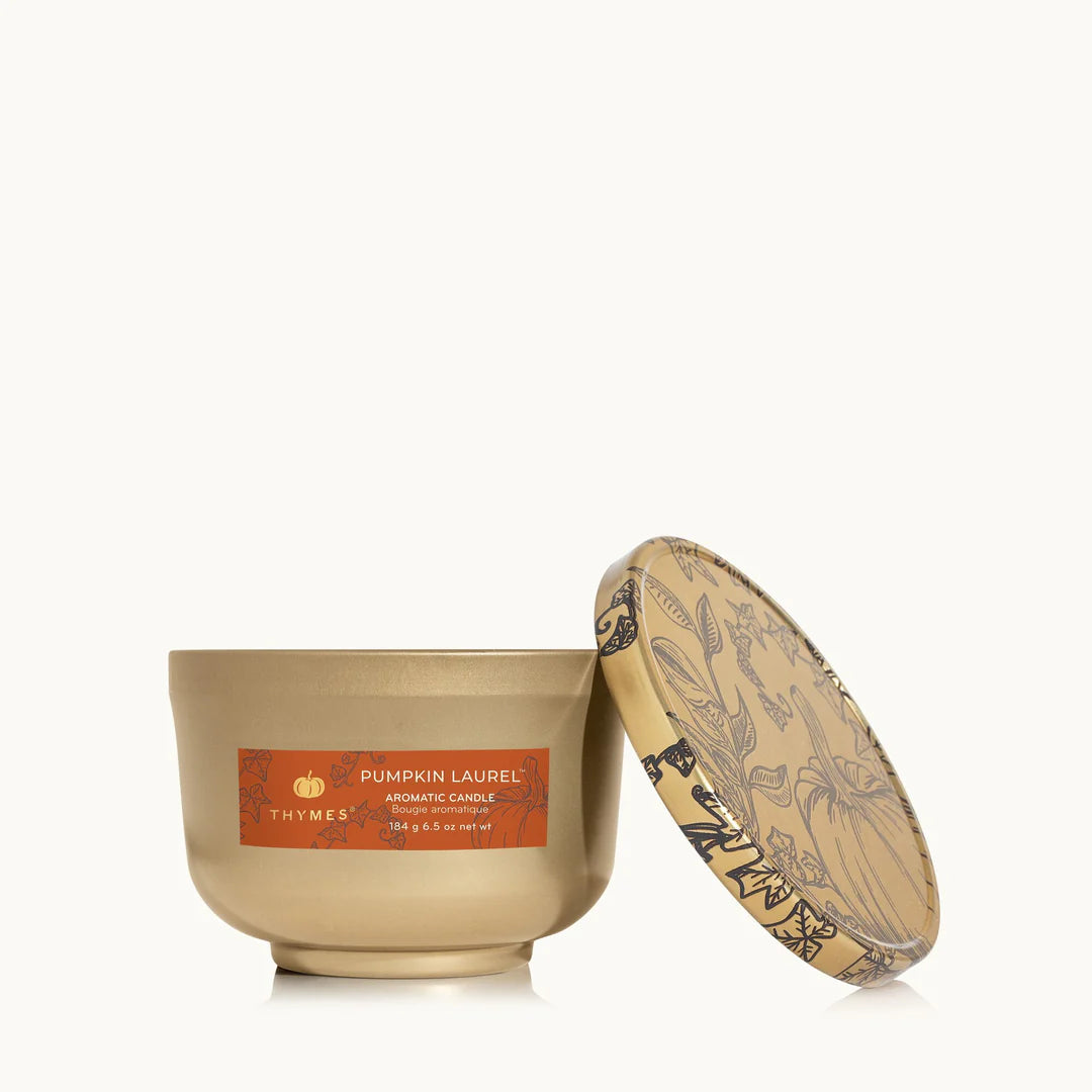 Pumpkin Laurel Candle Tin w/ Gold Lid (9089649803515)