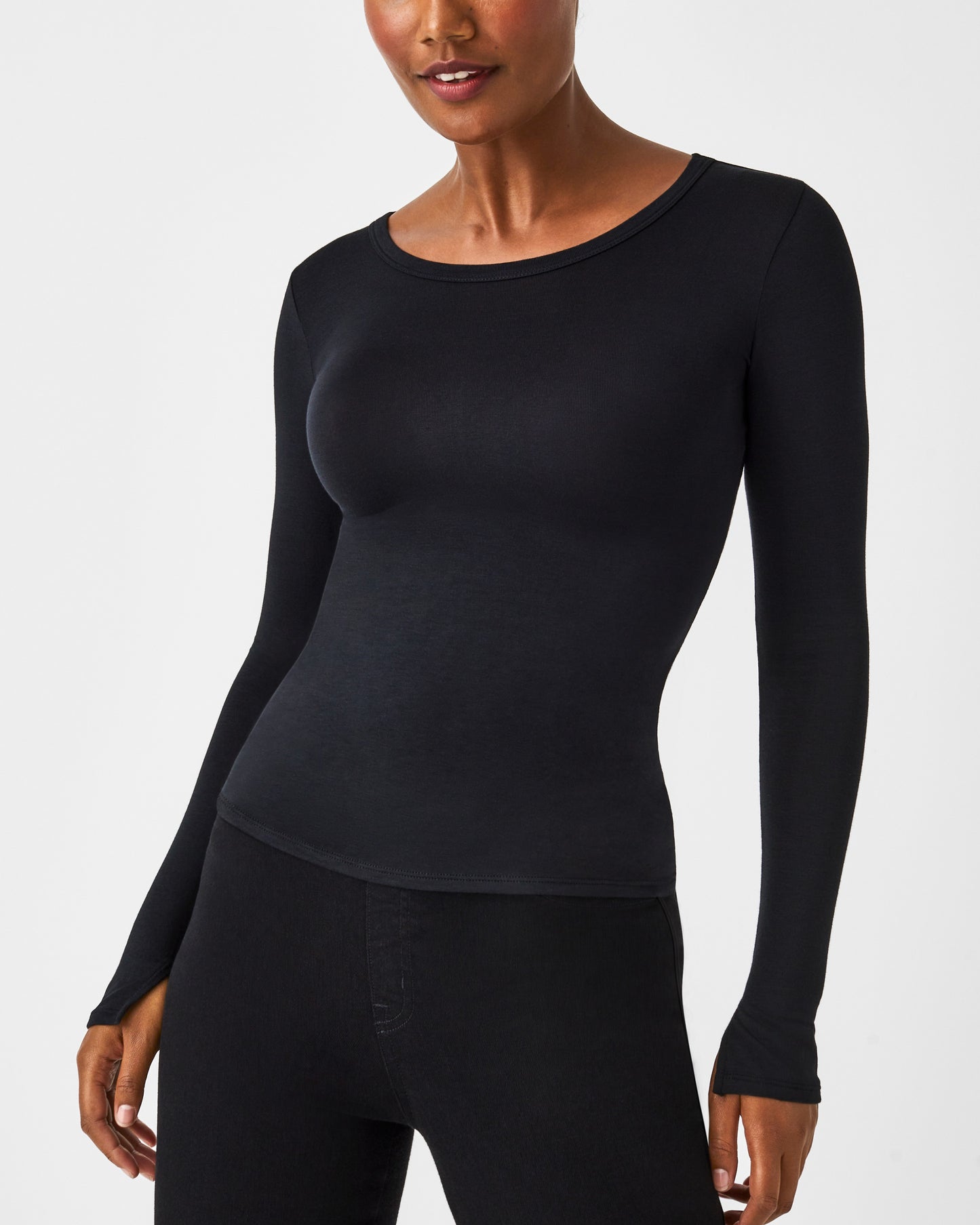 Spanx Better Base LS Crew in Very Black (8876624347387)