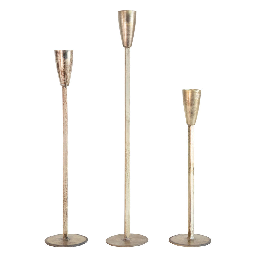 Antique Metal Taper Candle Holders, Set of 3 (8759166927099)