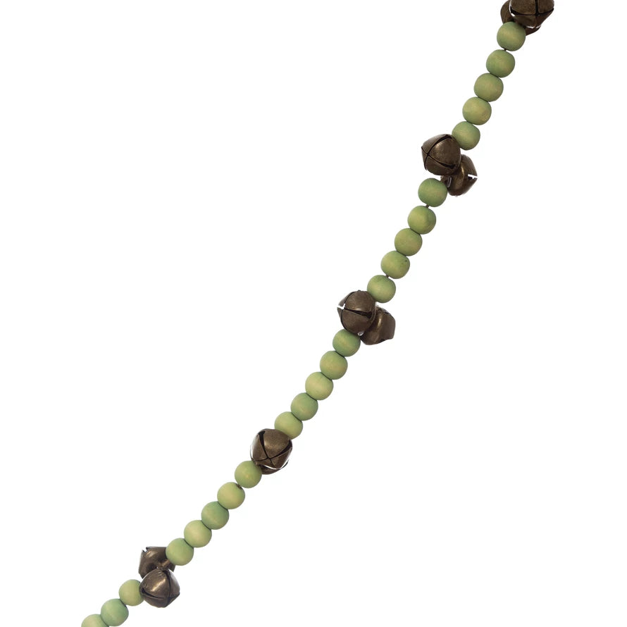 Wood Bead + Jingle Bell Garland in Green (8759204380923)