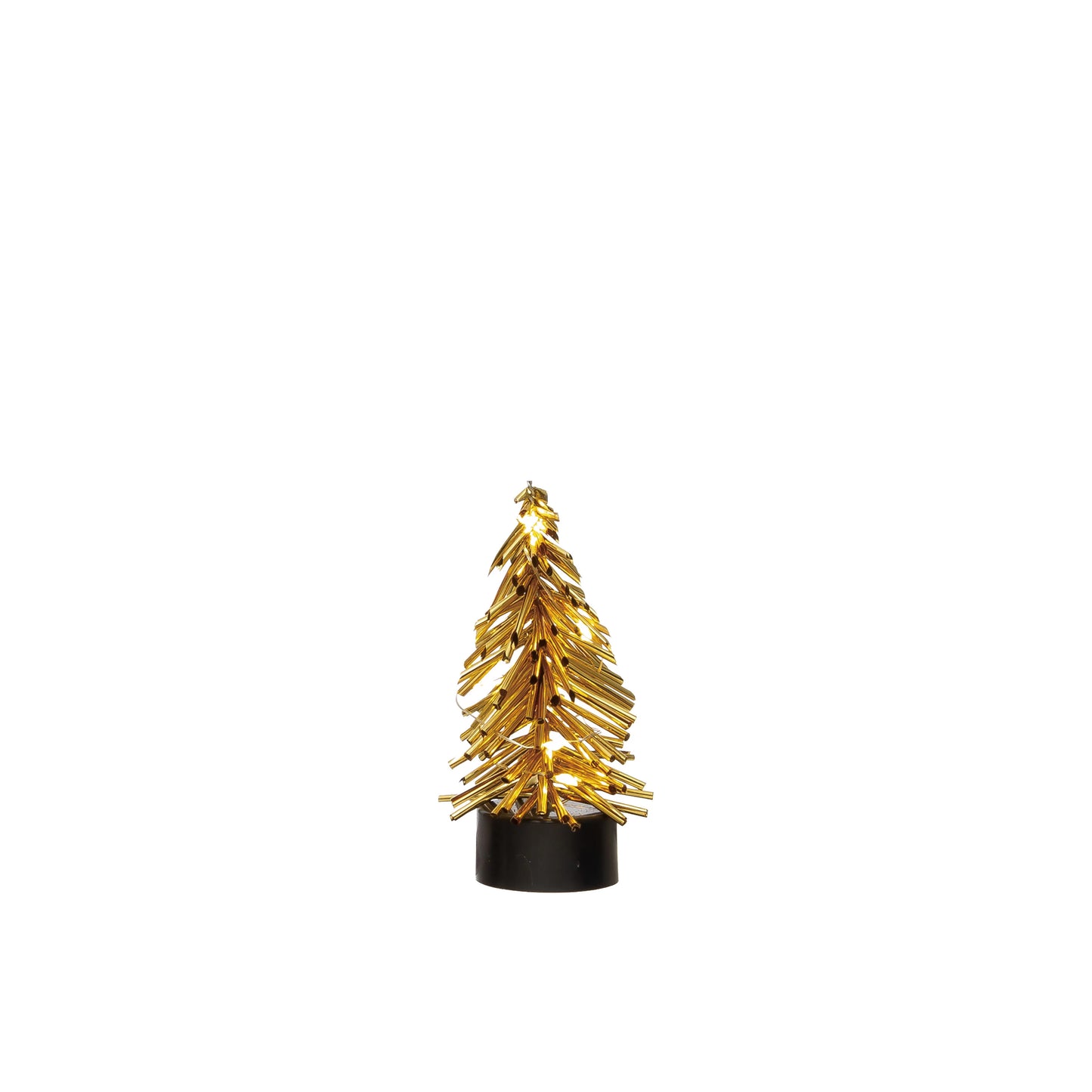 2-1/4" Rnd x 4"H Plastic Tree w 8 LED Lights, Gold Finish (9085483254011)