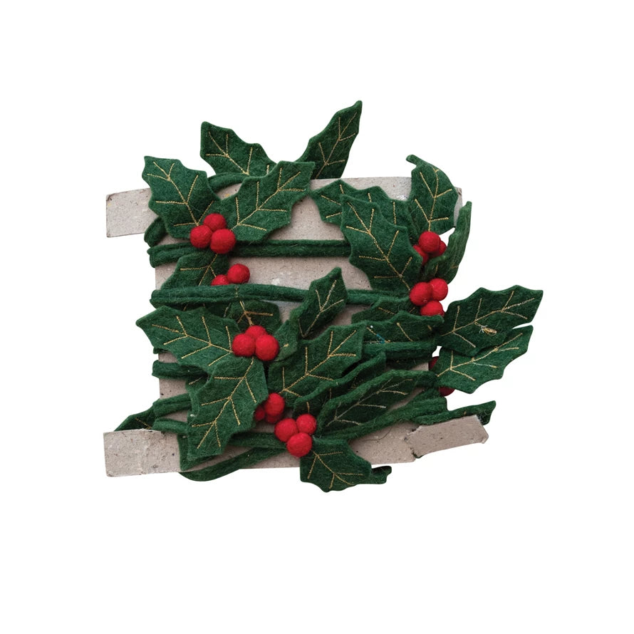 Handmade Holly Leaves + Berries Garland (8760575787259)