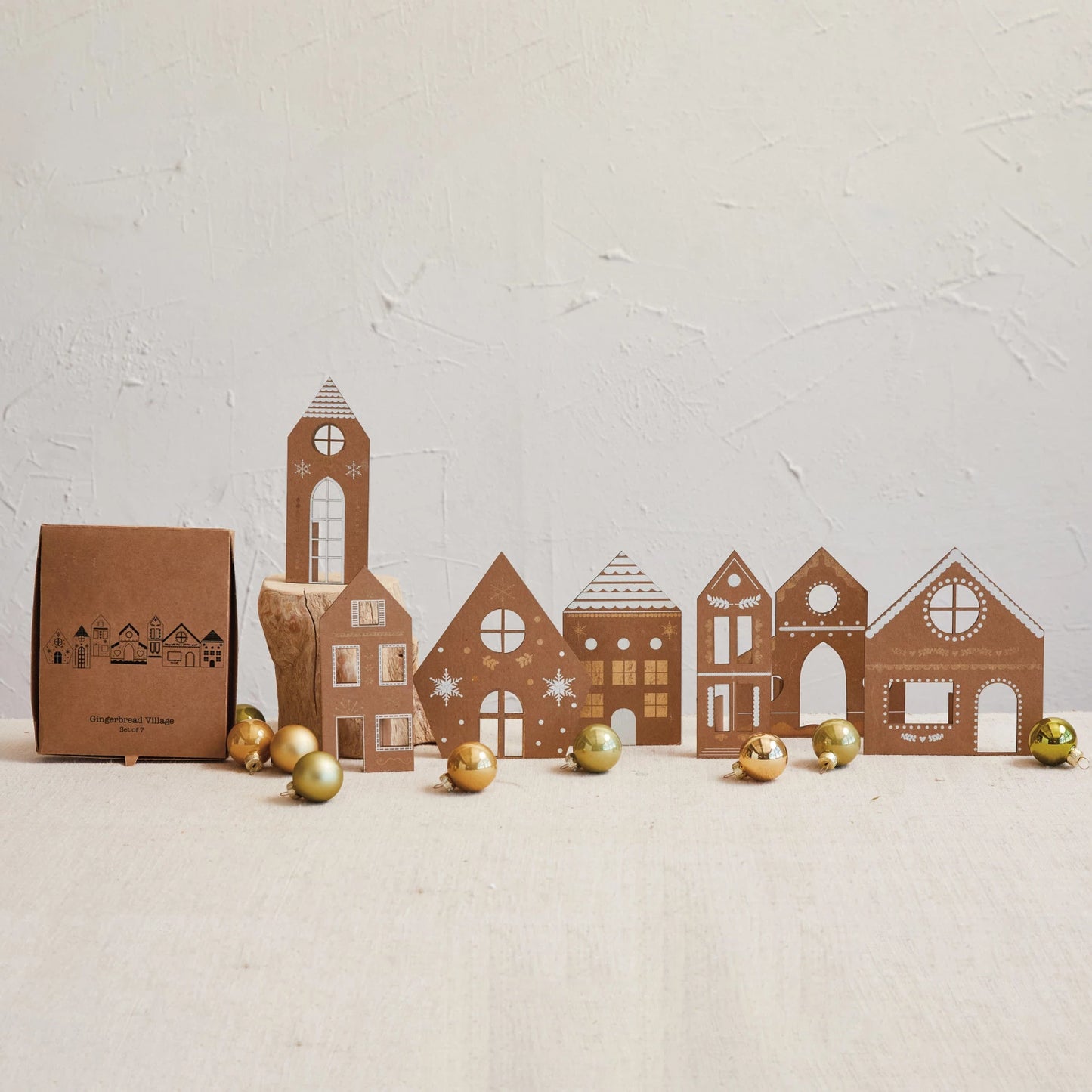 S/7 5"L - 6"H Cardboard Gingerbread House Village (9085483974907)