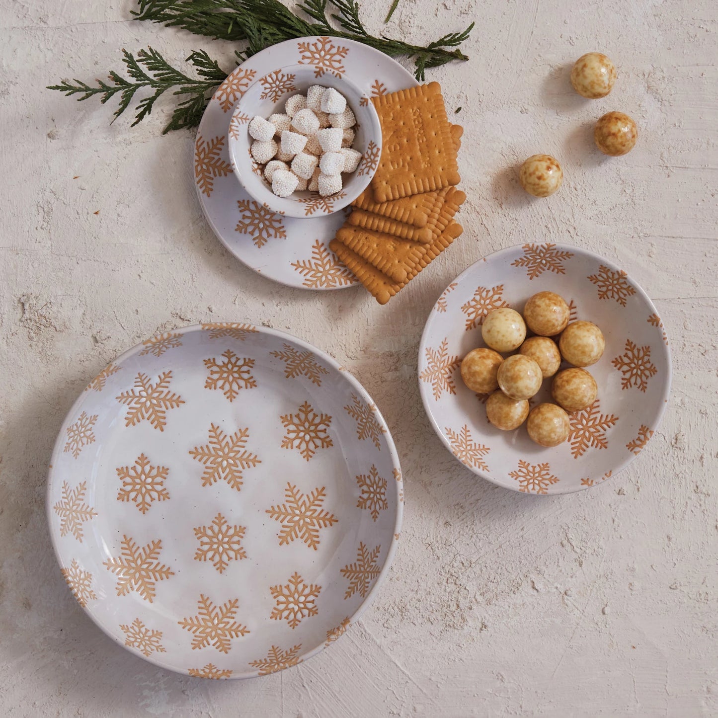 Small Snowflake Stoneware Bowl (8760763285755)