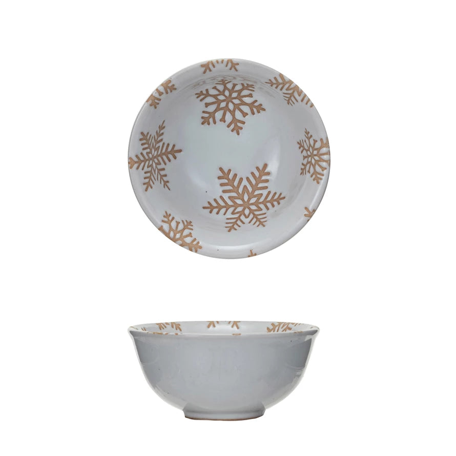 Small Snowflake Stoneware Bowl (8760763285755)