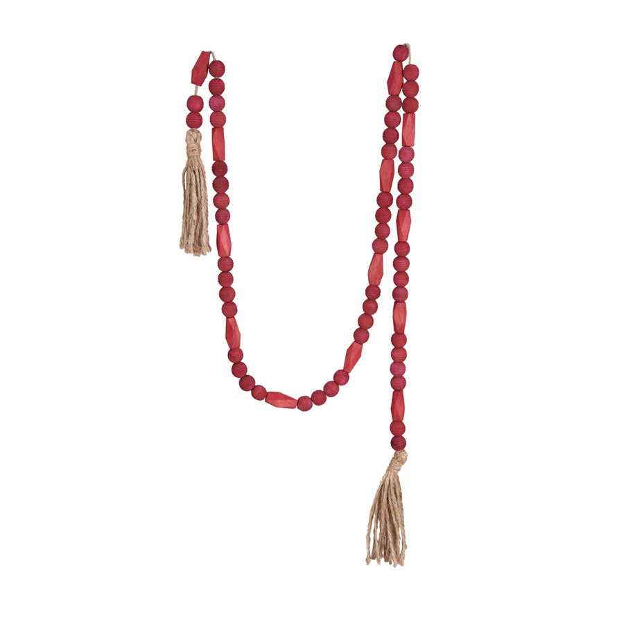 Burgundy Wood Beaded Garland (8760767086843)