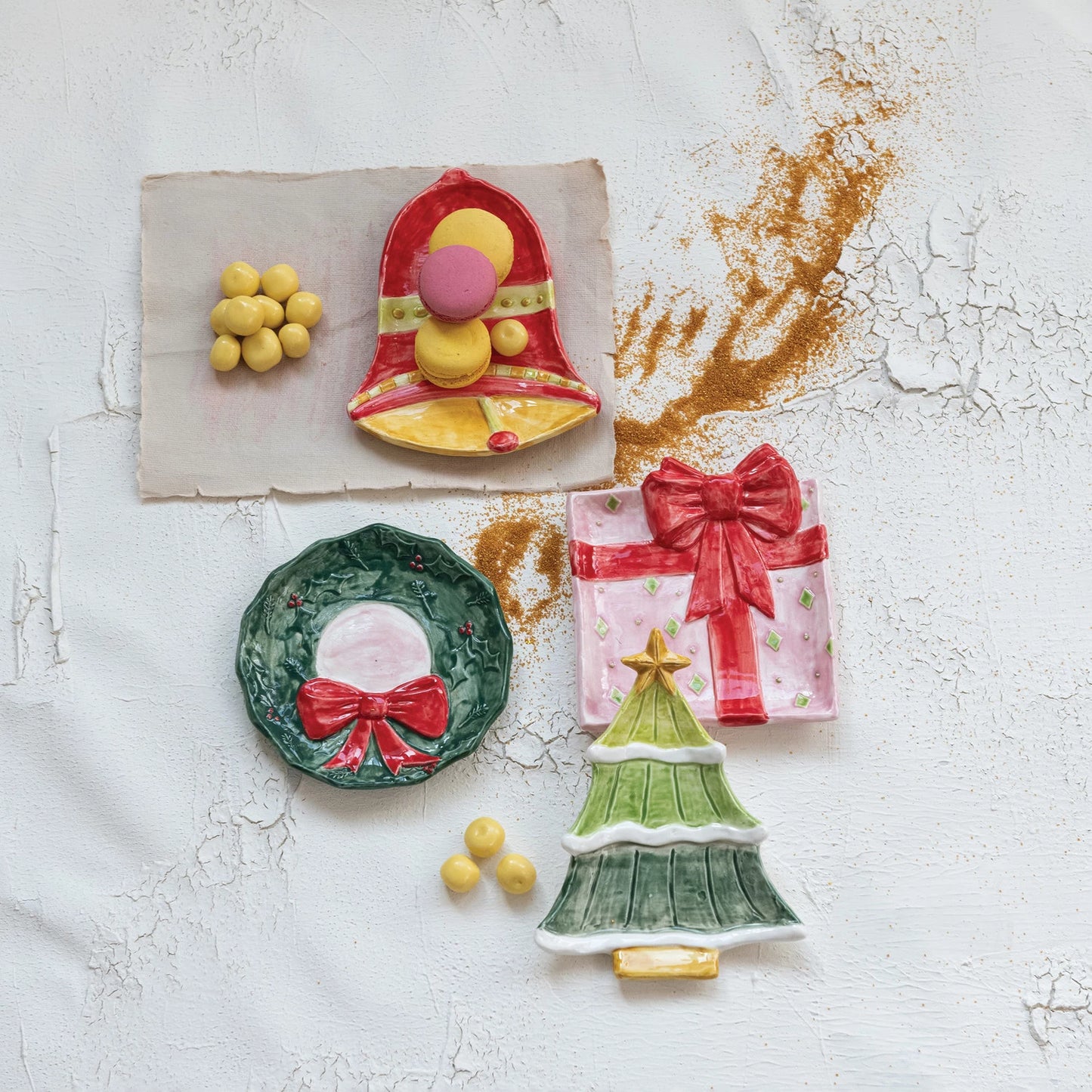 Hand-Painted Stoneware Holiday Icon Shaped Dish, 4 Styles (9097495904507)