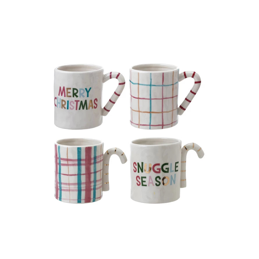 16 oz. Stoneware Mug with Candy Cane Handle, 4 Styles (9097504325883)
