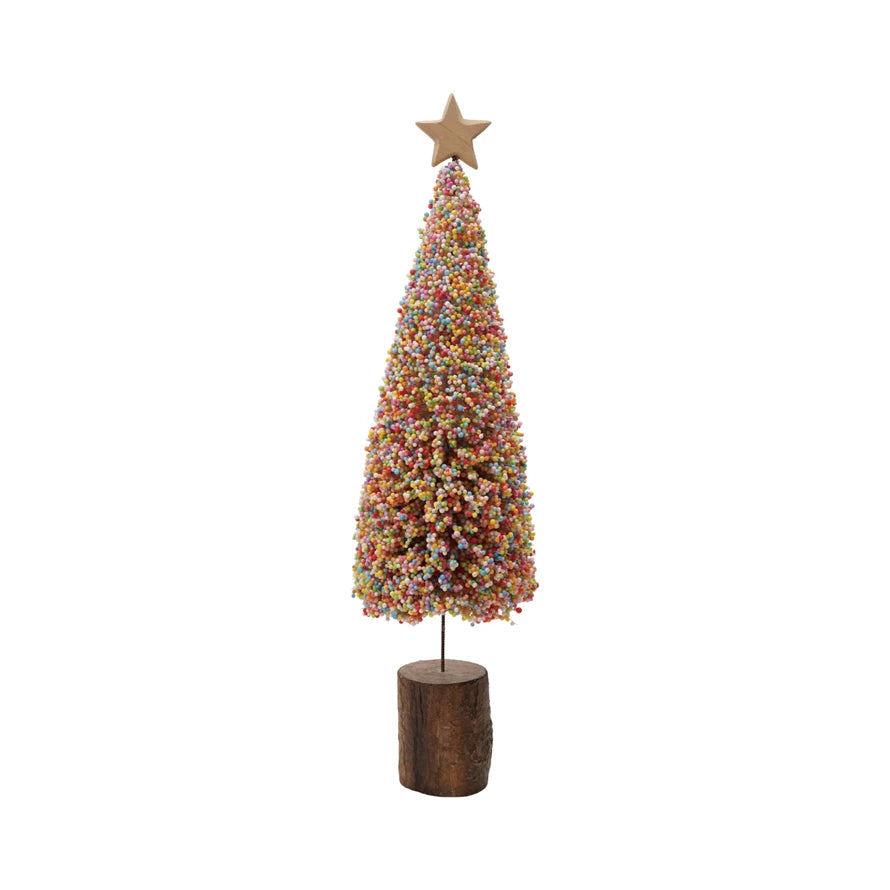 4-3/4" Rd x 18"H Foam & Resin Tree w Wood Base & Star (9085487513851)