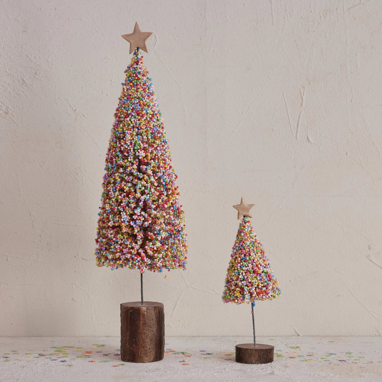 3" Rd x 8-1/2"H Foam & Resin Tree w Wood Base & Star (9085487808763)