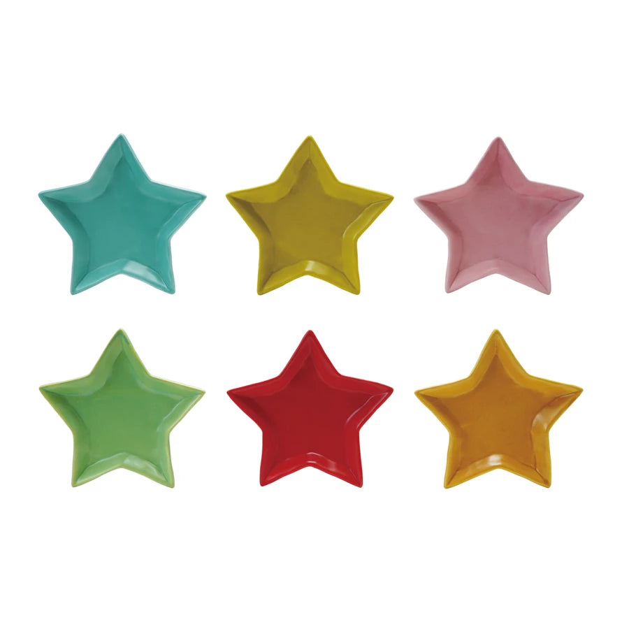 6"L x 5"W Stoneware Star Shaped Dish, Matte Finish, 6 Colors (9097499672827)