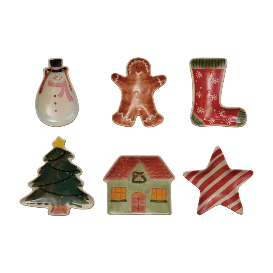 Hand-Painted Stoneware Holiday Shaped Dish, 6 Styles (9097501180155)