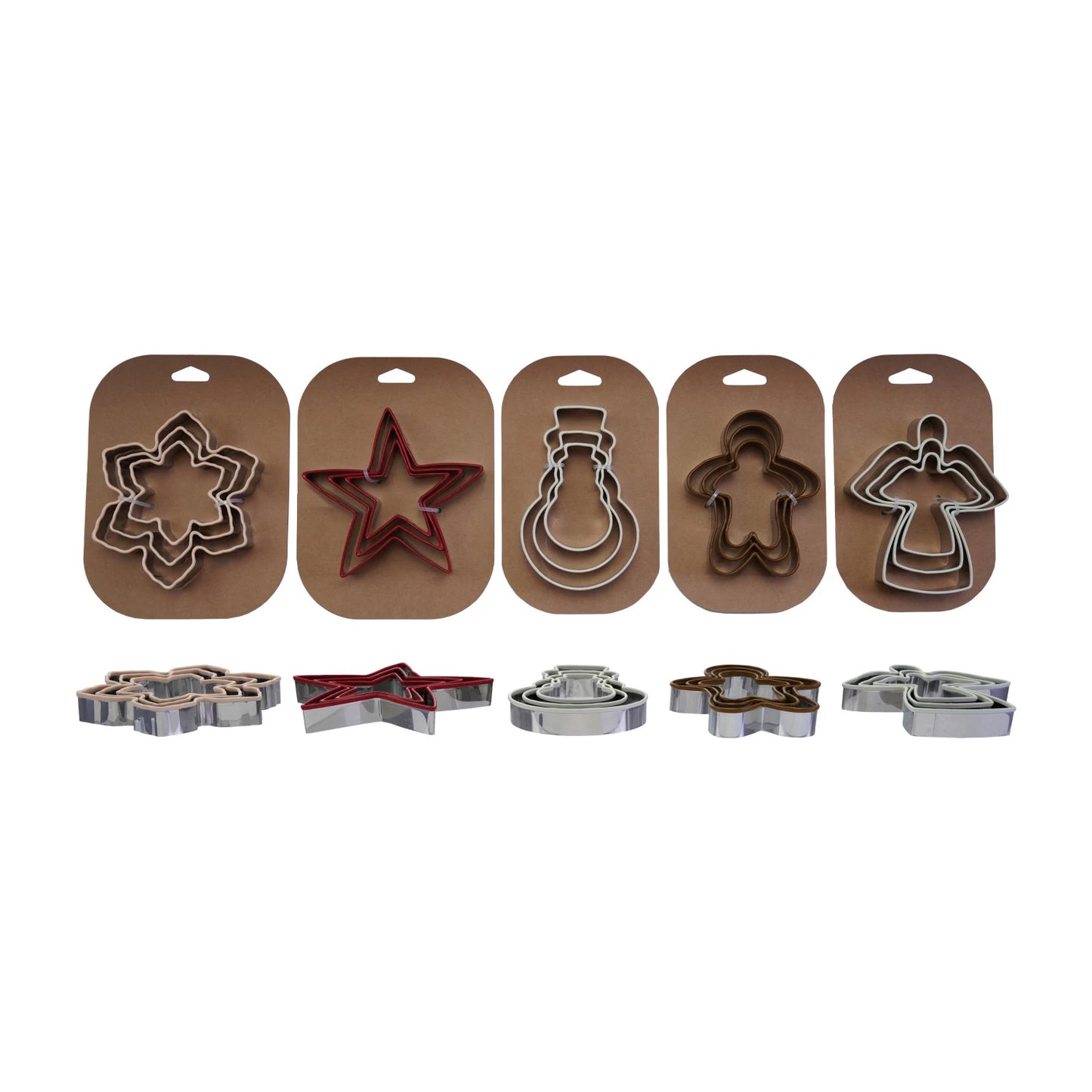 Stainless Steel Holiday Cookie Cutters on Card, Set of 3, 5 Styles (9097502228731)
