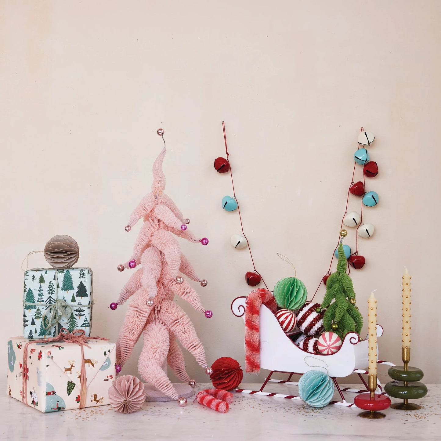 19.25"L Iron Sled w Candy Cane Skies (9085492166907)