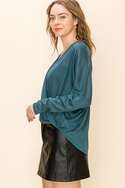 By Sheer Coincidence Teal Poncho Blouse (5809275240608)
