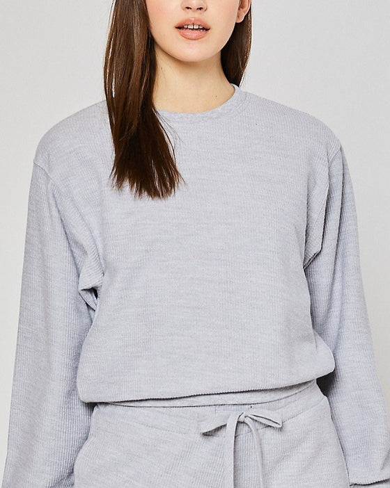 Strikes a Chord Pulllover in Light Heather Grey (6011128053920)
