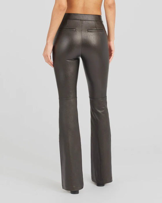 Spanx® Petite Leather-Like Flare Pant in Luxe Black (7957143912699)