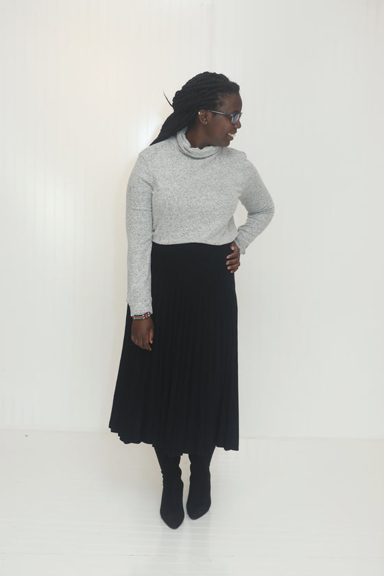 Wish You Well Black Pleated Skirt (5612189679776)