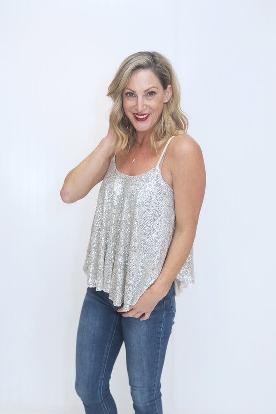 Get Your Shine On Silver Sequin Cami (5612189876384)