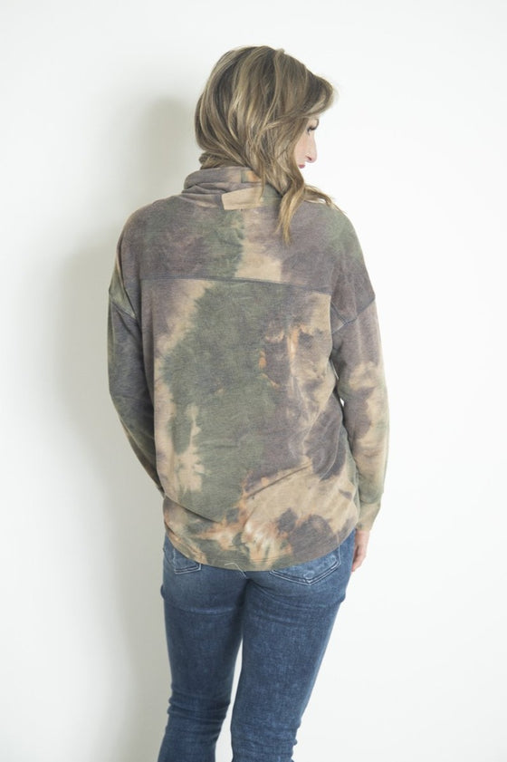 Down to Earth Tie Dye Turtleneck Olive (5892915232928)