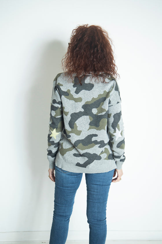 Wild at Heart Camo Sweater in Grey/Olive (5892916215968)